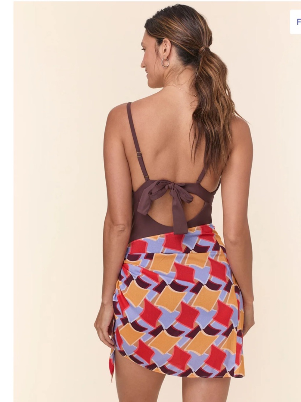 Andie Chocolate Brown with Patterned Sarong NWT - Picture 3 of 11